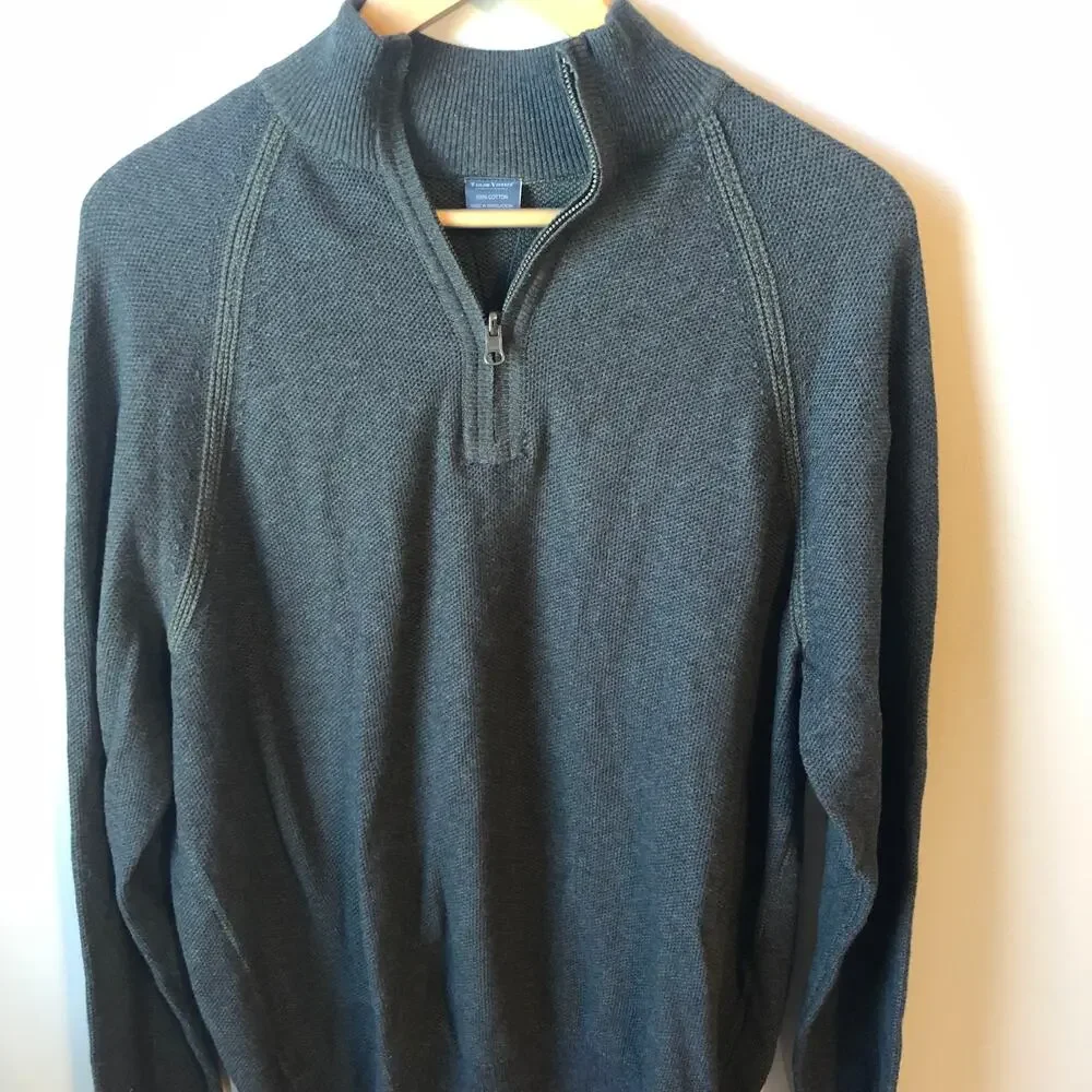 NEW Tailor Vintage Birdseye Reversible Cotton Pullover Men's Sweater Large